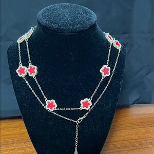 Chic Red and Gold Floral Necklace
